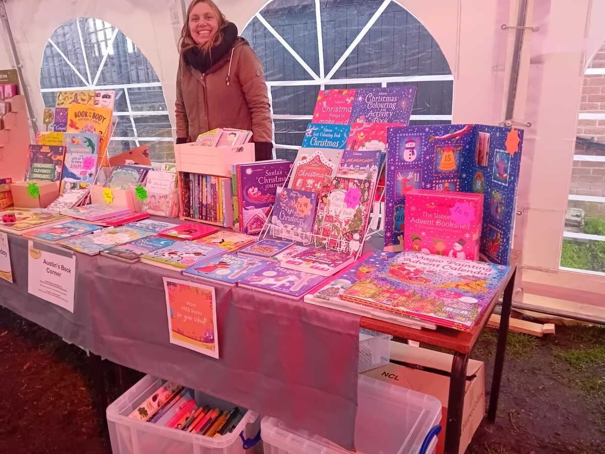 Natalie Powell-Osborne with her stall  Austin book corner Independent Usborne Seller